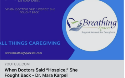 Dr. Mara interviewed alone by Cyndi Mariner and Cindy Gum on All Things Caregiving:  Breathing Spaces